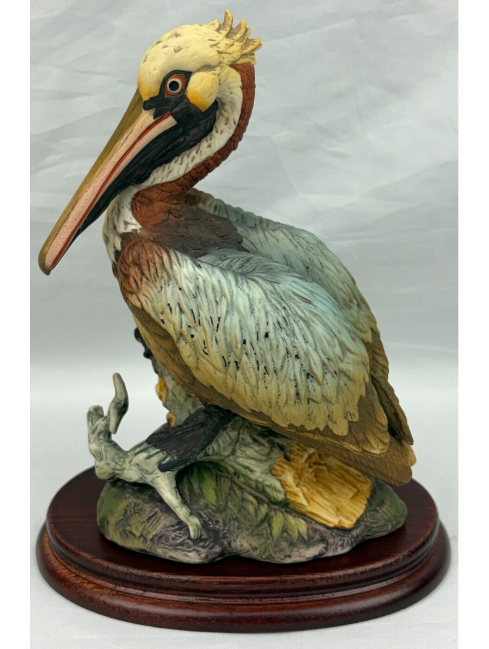 Vtg Andrea by Sadek Bisque Porcelain "Brown Pelican" Figurine W/Base #6057